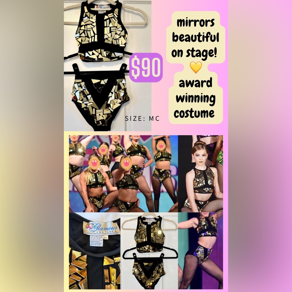 Glamour Gold Mirrored Dance Costume